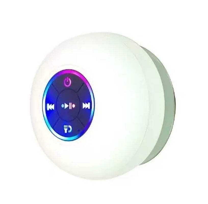 AquaBeat Mini: Waterproof LED Bluetooth Speaker with Powerful Sound & Suction Cup Mount.