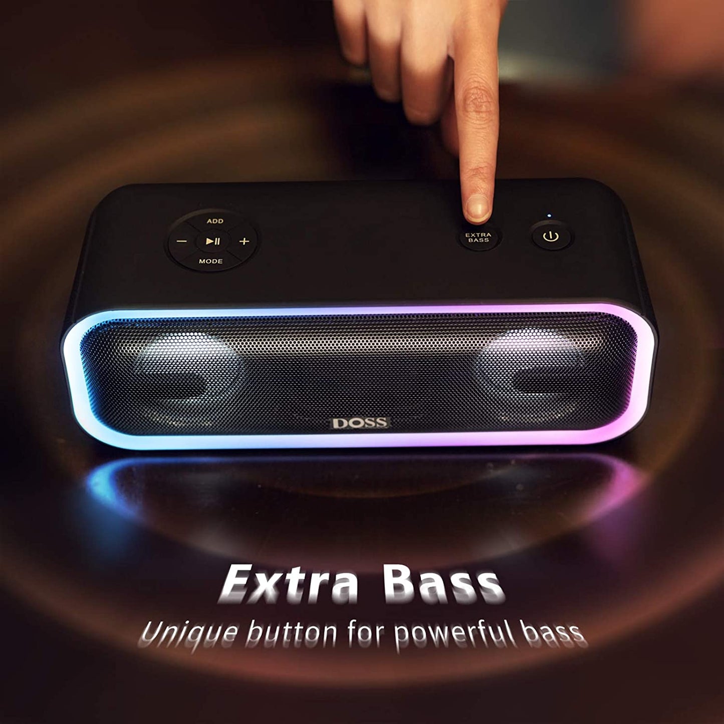 Bluetooth Speaker,  Soundbox Pro+ Wireless Pairing Speaker with 24W Stereo Sound, Punchy Bass, IPX6 Waterproof, 15Hrs Playtime, Multi-Colors Lights, for Home,Outdoor-Black.