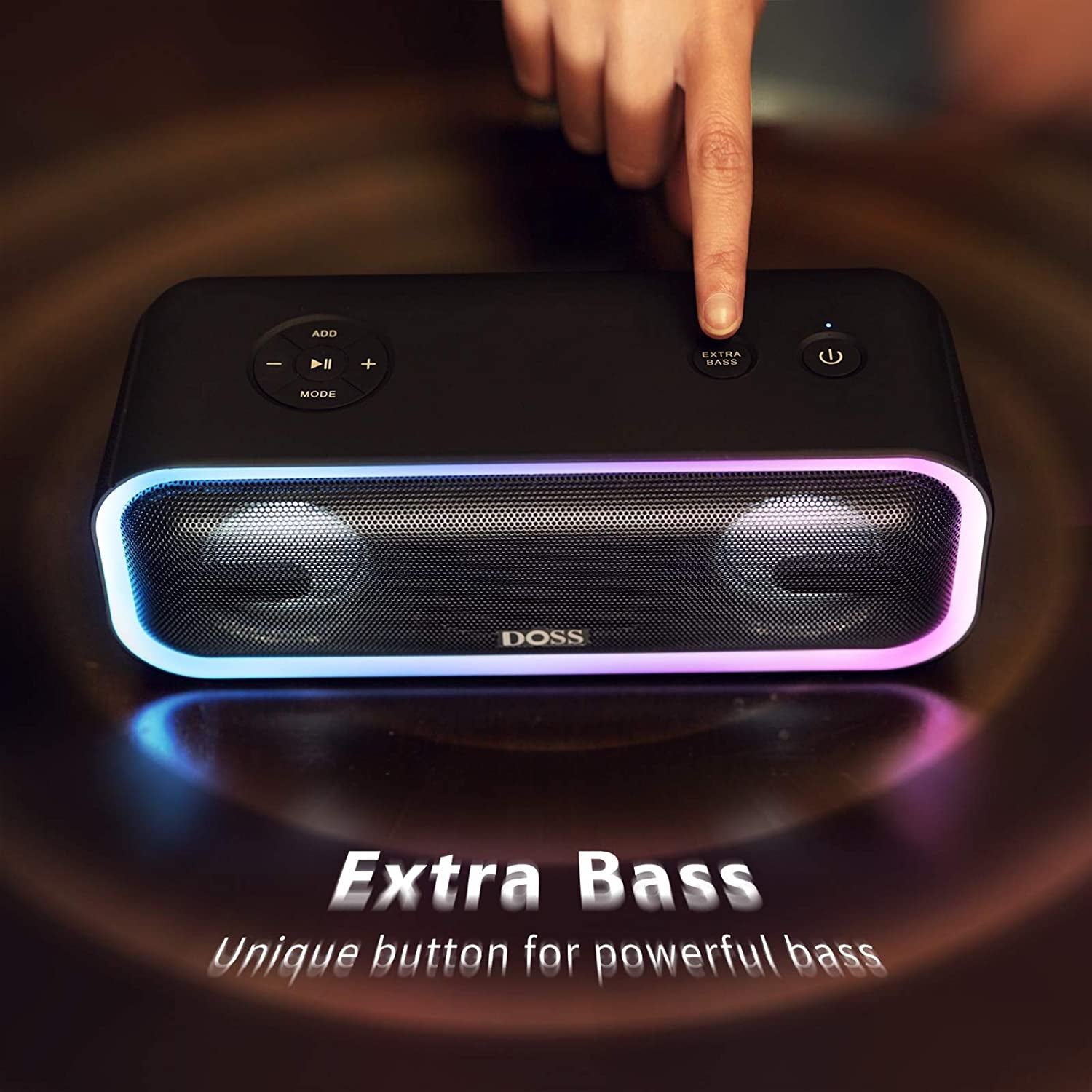 Bluetooth Speaker,  Soundbox Pro+ Wireless Pairing Speaker with 24W Stereo Sound, Punchy Bass, IPX6 Waterproof, 15Hrs Playtime, Multi-Colors Lights, for Home,Outdoor-Black.