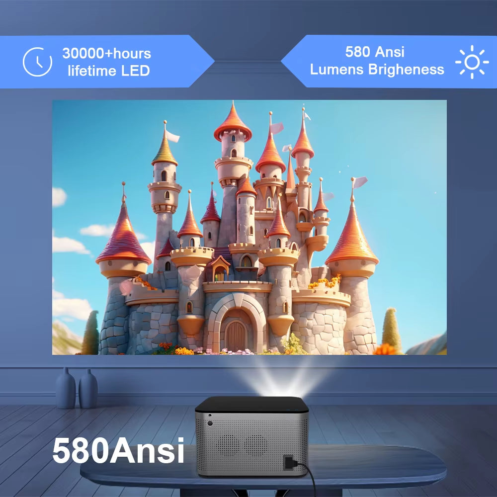 Android 11 4K Smart Projector 580ANSI 1920*1080P Full HD Wifi6 BT5.0 Allwinner H713 Voice Control Home Cinema Theater.