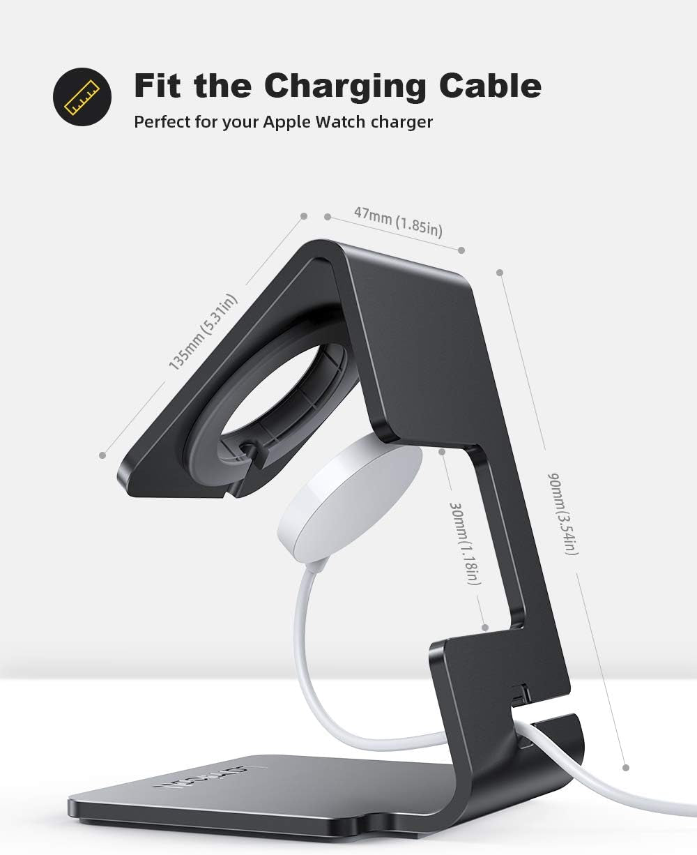 Stand for Apple Watch, Charging Stand - Desk Watch Stand Holder Charging Dock Station Compatible with Apple Watch Series SE Ultra/Series 8/7/6/5/4/3/2/1, 49Mm/45Mm/44Mm/42Mm/41Mm/ 38Mm, Black.