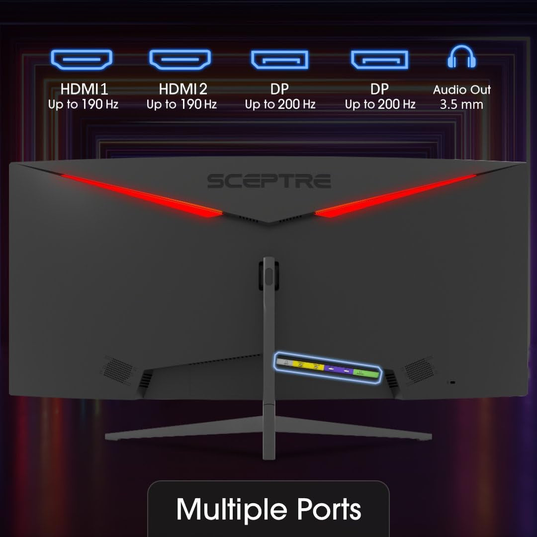 30-Inch Curved Gaming Monitor 21:9 2560X1080 Ultra Wide Ultra Slim HDMI Displayport up to 200Hz Build-In Speakers, Metal Black (C305B-200UN1).