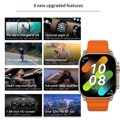Smart Watch Bluetooth Talk Smartwatch Message Alert Heart Rate Monitor Sports Watch for Android IOS Men Women.