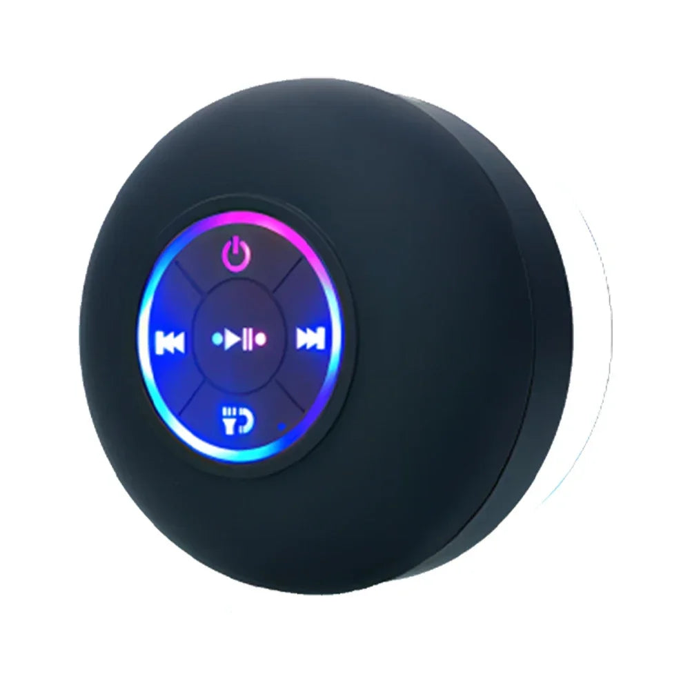 AquaBeat Mini: Waterproof LED Bluetooth Speaker with Powerful Sound & Suction Cup Mount.