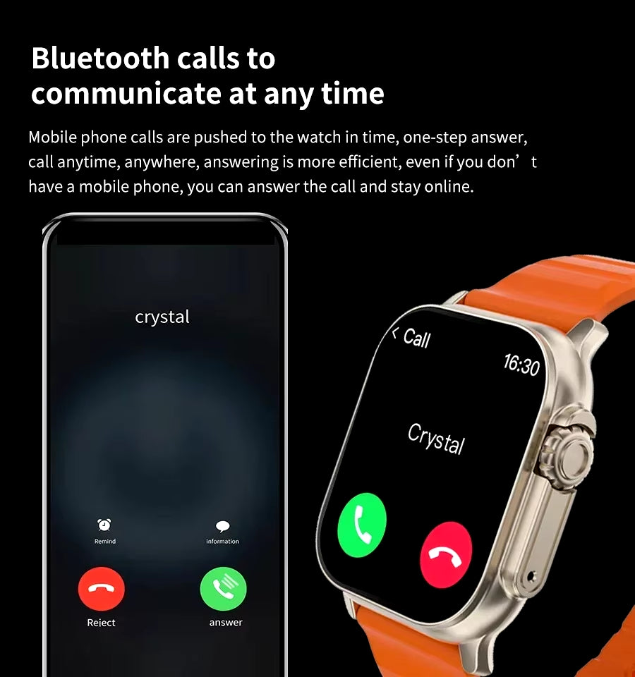 Smart Watch Bluetooth Talk Smartwatch Message Alert Heart Rate Monitor Sports Watch for Android IOS Men Women.