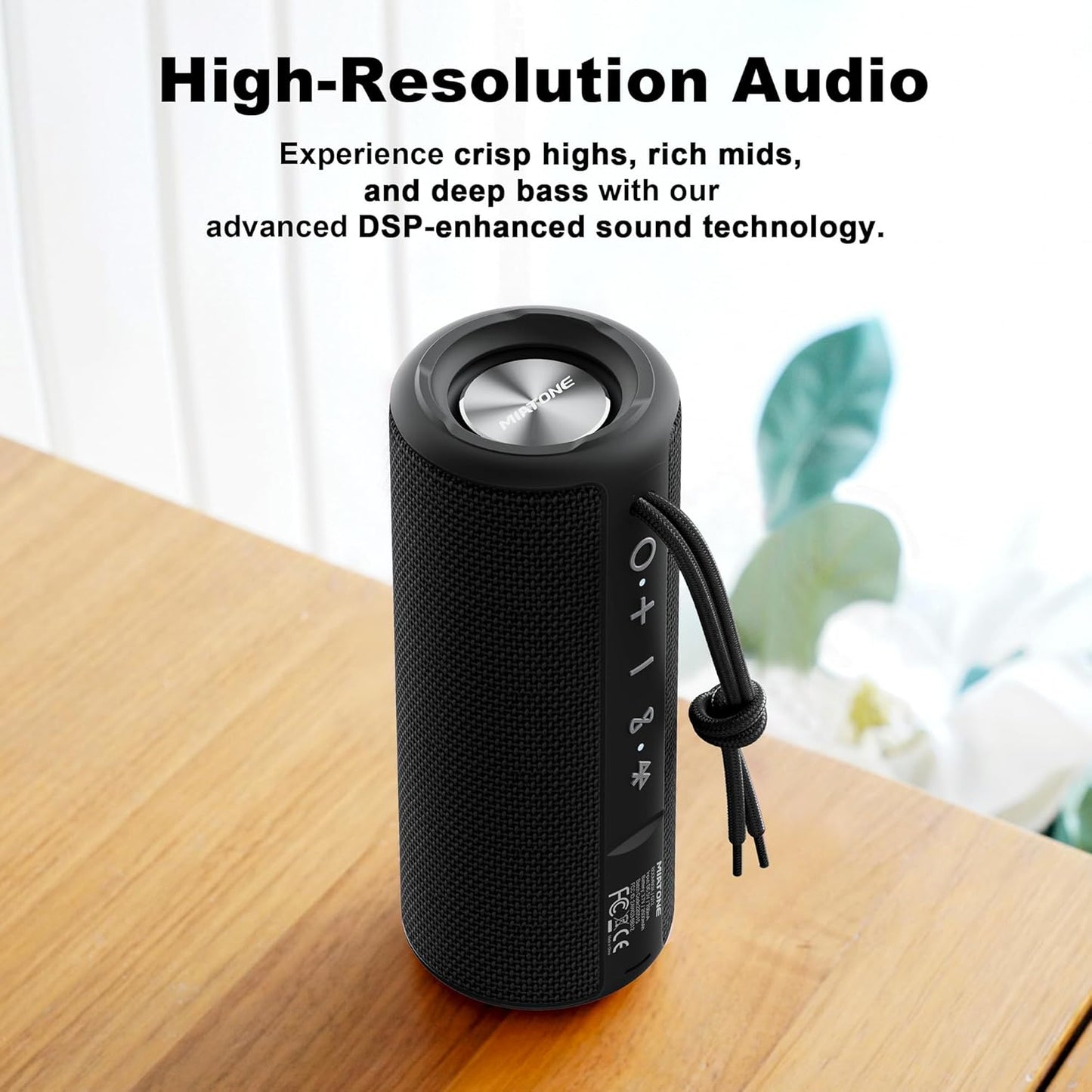 Outdoor Portable Bluetooth Speakers Waterproof Wireless Speaker for Camping (Black).