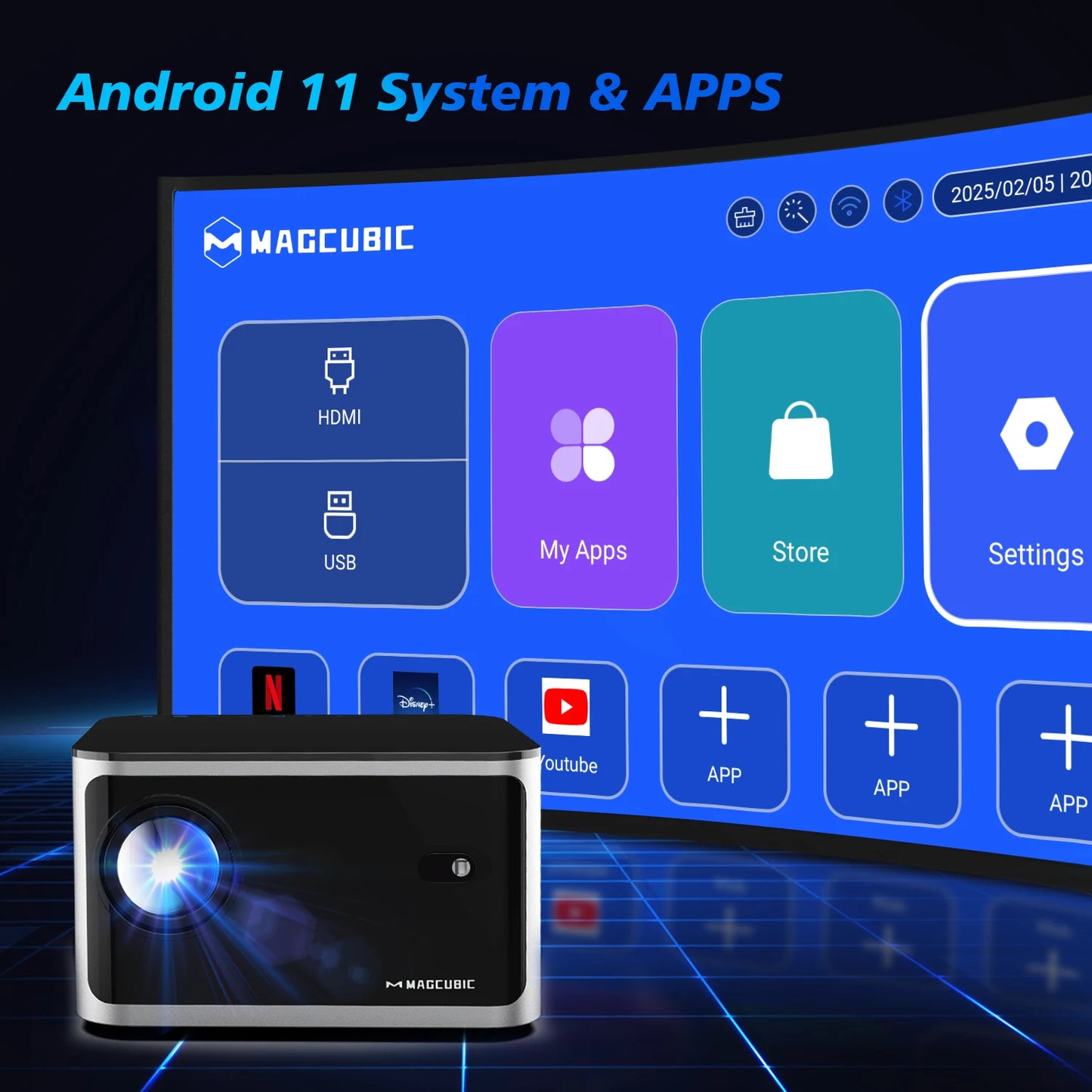Auto Focus Smart Projector Android11 4K 580ANSI Full Wifi6 BT5.0 Allwinner H713 Voice Control Home Cinema Theater HY350.