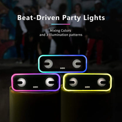 Bluetooth Speaker,  Soundbox Pro+ Wireless Pairing Speaker with 24W Stereo Sound, Punchy Bass, IPX6 Waterproof, 15Hrs Playtime, Multi-Colors Lights, for Home,Outdoor-Black.