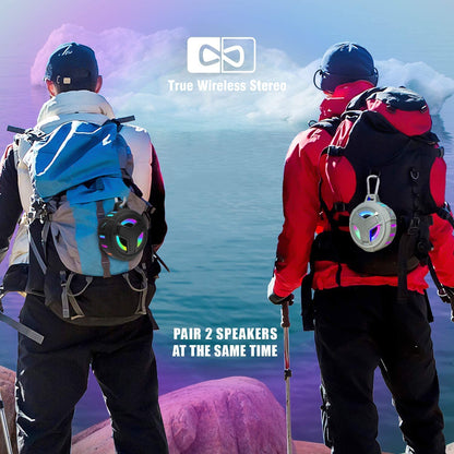 Bluetooth Shower Speaker, Waterproof Portable Bluetooth Speakers, IP67 Waterproof Wireless Speaker with LED Light, Floating, 2000Mah, True Wireless Stereo for Kayak, Beach,Gifts for Men -Black.