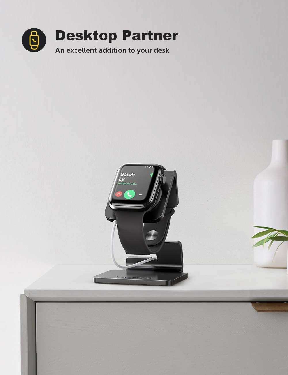 Stand for Apple Watch, Charging Stand - Desk Watch Stand Holder Charging Dock Station Compatible with Apple Watch Series SE Ultra/Series 8/7/6/5/4/3/2/1, 49Mm/45Mm/44Mm/42Mm/41Mm/ 38Mm, Black.