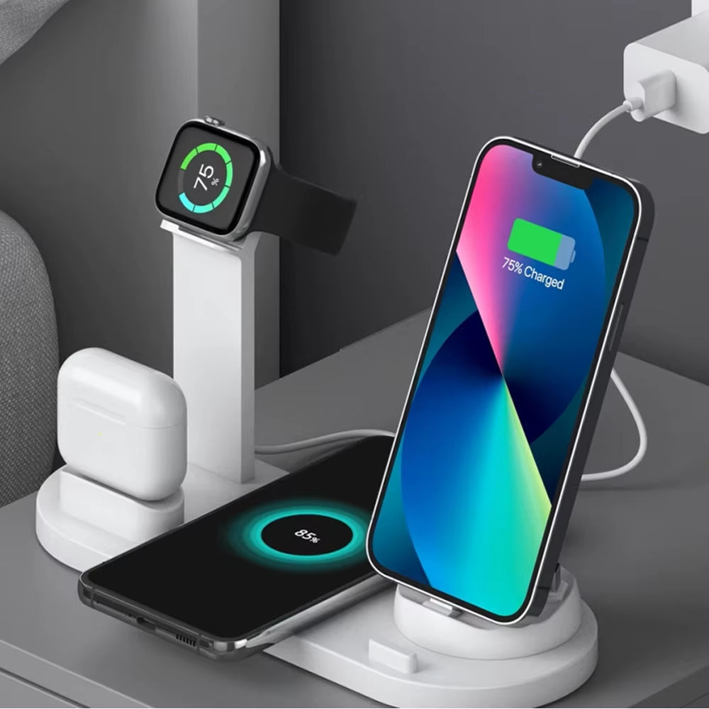 ChargeHub™ Pro 4-in-1 Wireless Dock – One Stand. Total Power. Zero Clutter.