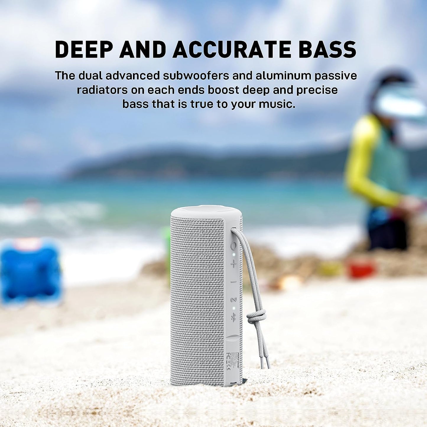 Outdoor Portable Bluetooth Wireless Speaker Waterproof - Grey.