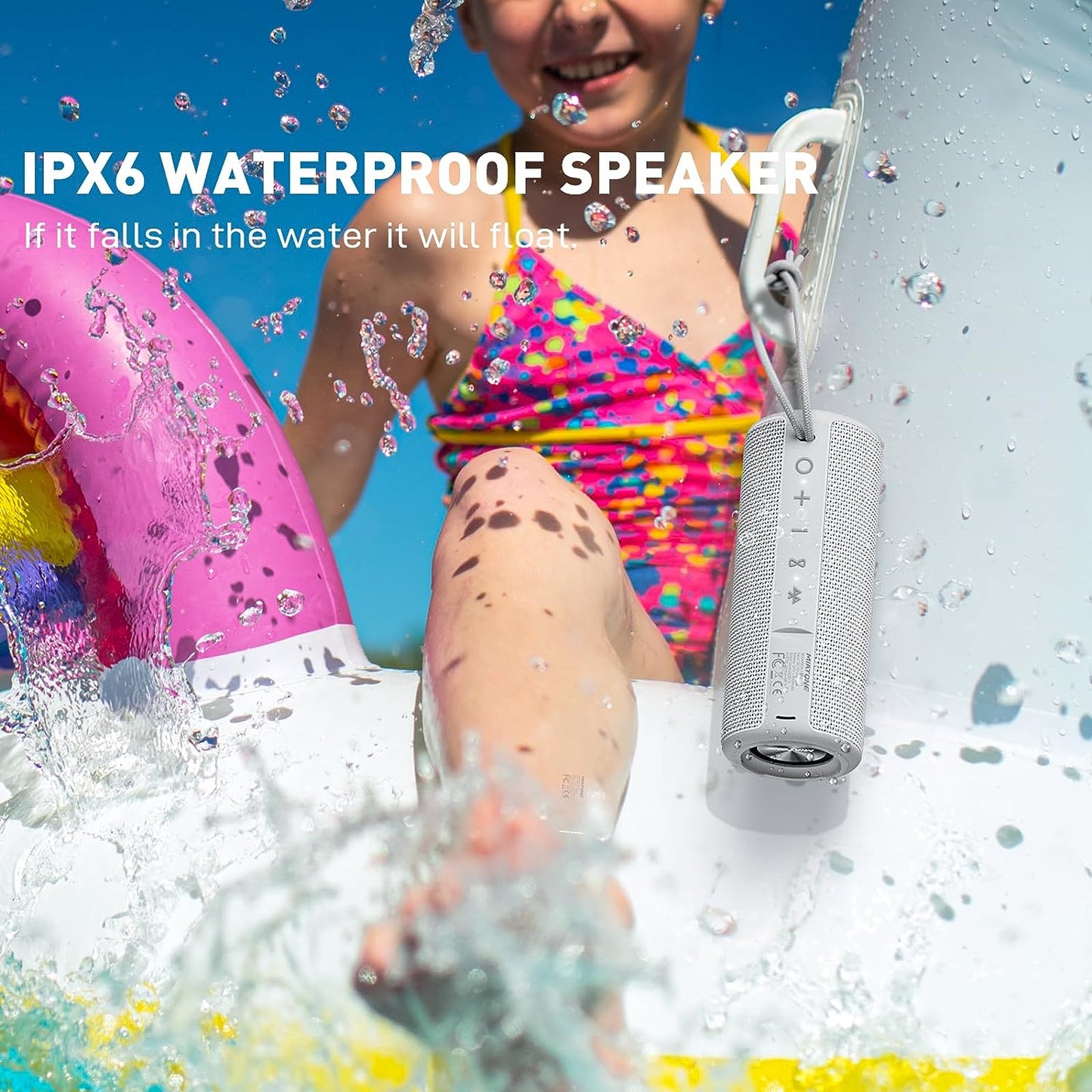 Outdoor Portable Bluetooth Wireless Speaker Waterproof - Grey.