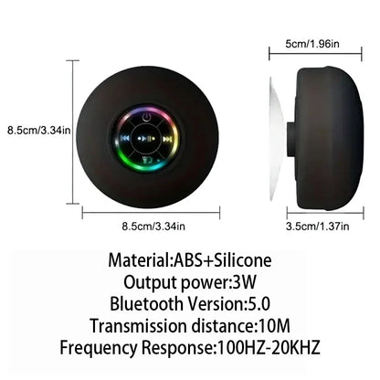 AquaBeat Mini: Waterproof LED Bluetooth Speaker with Powerful Sound & Suction Cup Mount.