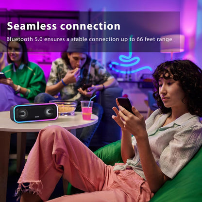 Bluetooth Speaker,  Soundbox Pro+ Wireless Pairing Speaker with 24W Stereo Sound, Punchy Bass, IPX6 Waterproof, 15Hrs Playtime, Multi-Colors Lights, for Home,Outdoor-Black.