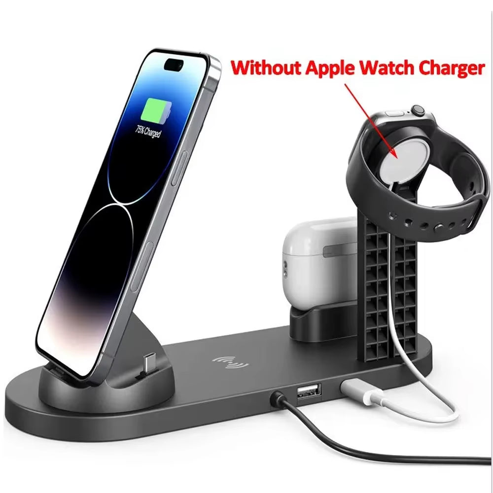 ChargeHub™ Pro 4-in-1 Wireless Dock – One Stand. Total Power. Zero Clutter.