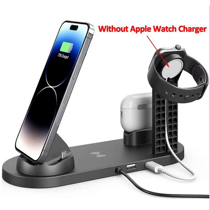 ChargeHub™ Pro 4-in-1 Wireless Dock – One Stand. Total Power. Zero Clutter.