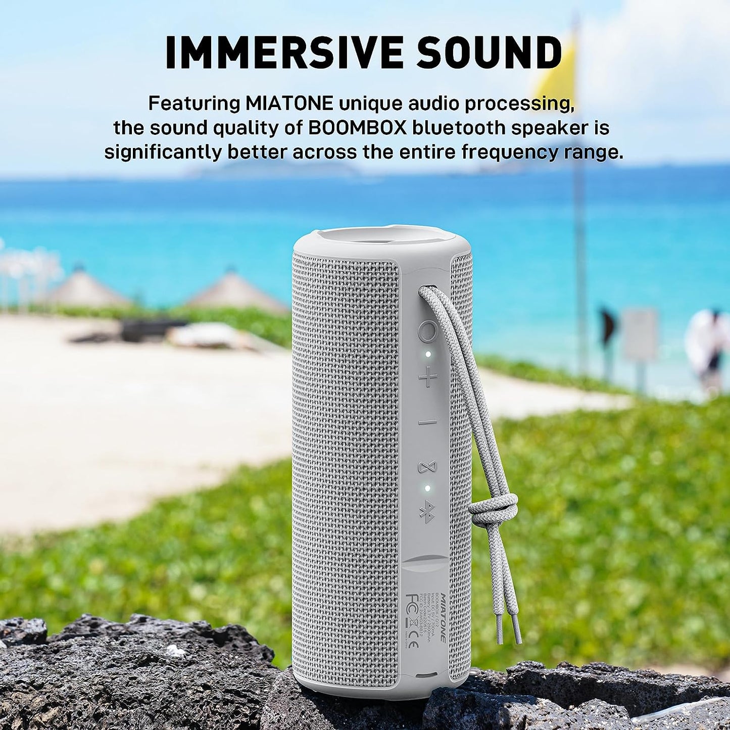 Outdoor Portable Bluetooth Wireless Speaker Waterproof - Grey.
