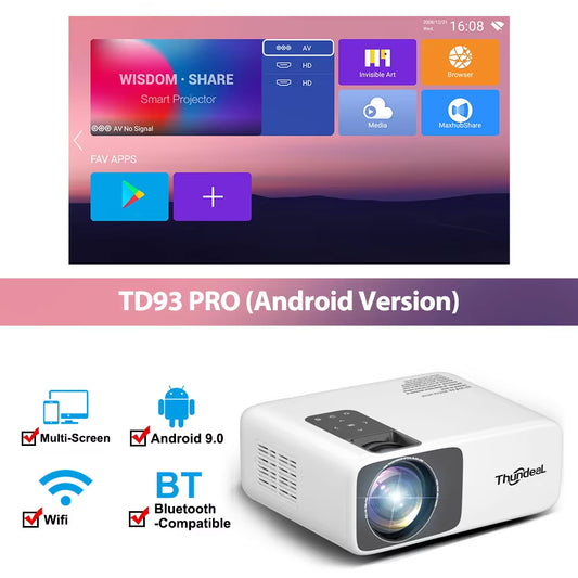 Full HD Projector 1080P 2K 4K Video LED 3D Portable Projector Td93Pro Mini Wifi Android Home Theater TD93 Pro Beamer.