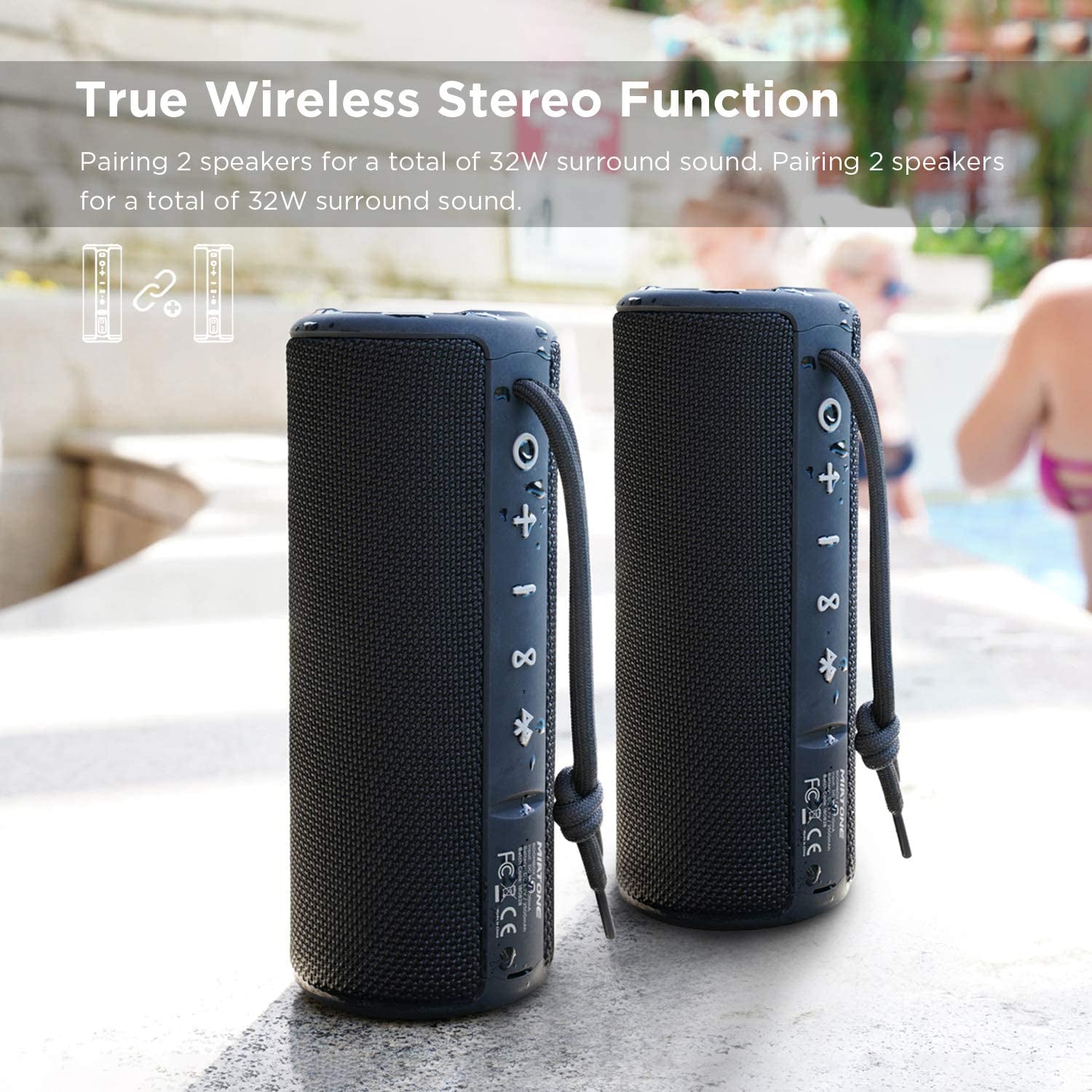 Outdoor Portable Bluetooth Speakers Waterproof Wireless Speaker for Camping (Black).