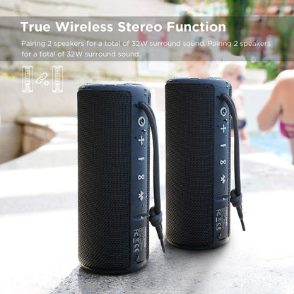 Outdoor Portable Bluetooth Speakers Waterproof Wireless Speaker for Camping (Black).