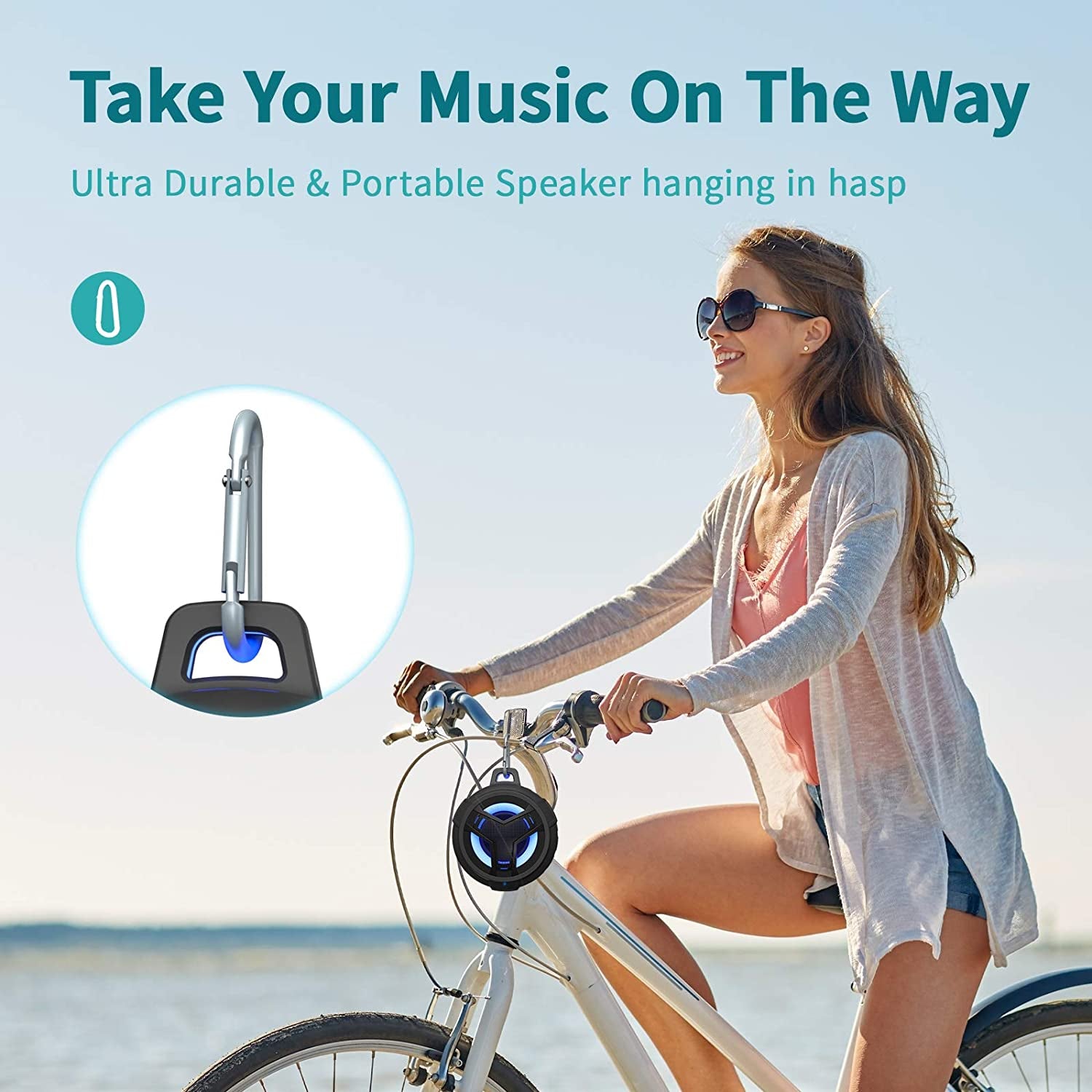 Bluetooth Shower Speaker, Waterproof Portable Bluetooth Speakers, IP67 Waterproof Wireless Speaker with LED Light, Floating, 2000Mah, True Wireless Stereo for Kayak, Beach,Gifts for Men -Black.